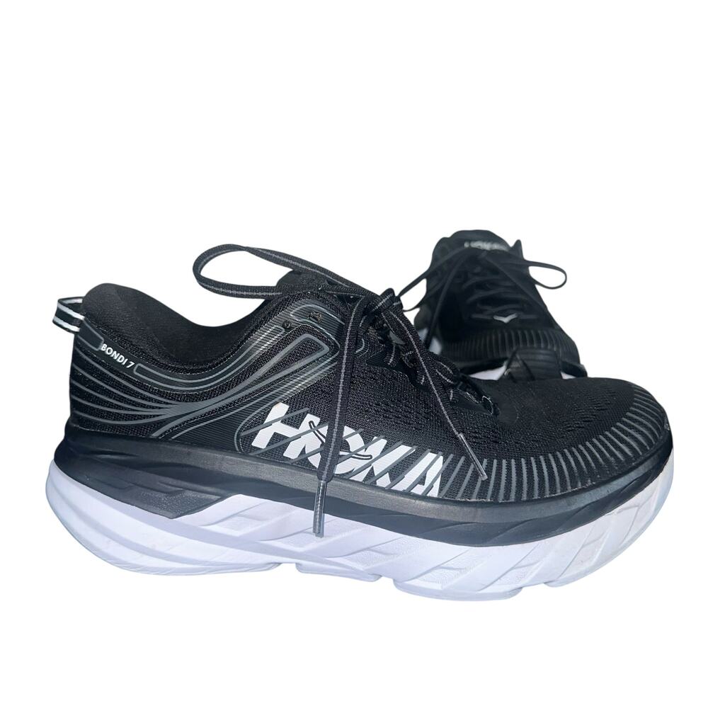 Hoka One One Bondi 7 Running Shoes Size 8 Black White No Insoles
